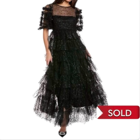 RED Valentino Dresses & Skirts - US 8 RED VALENTINO Tiered Glittered Tulle Maxi Dress NWT